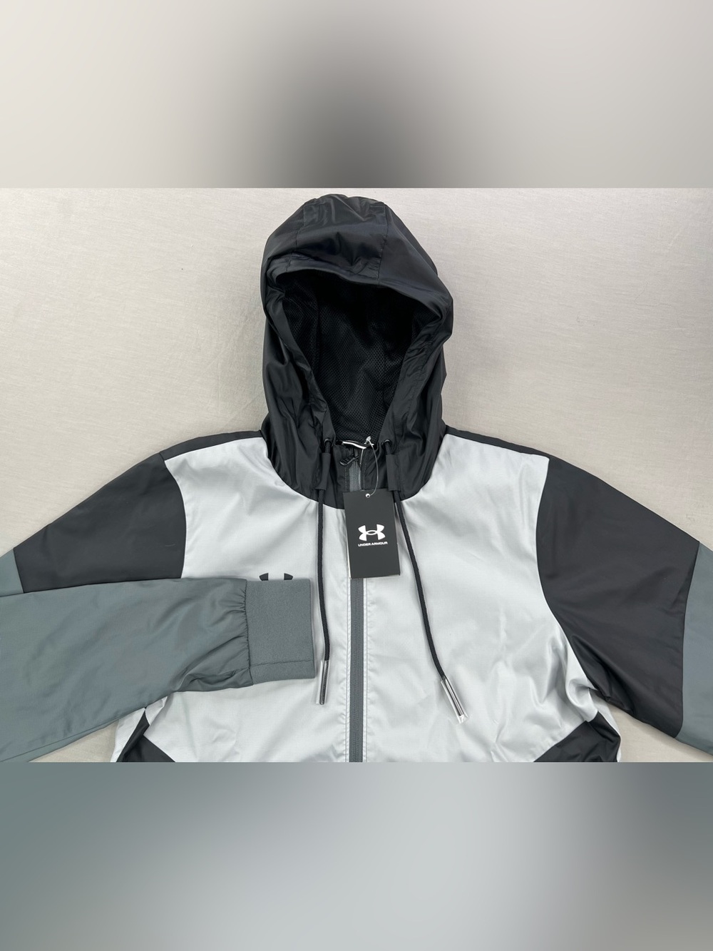 UNDER ARMOUR TEAM LEGACY COLOR BLOCK HOODED FULL ZIP WINDBREAKER JACKET